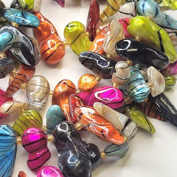 Colourful Shell Necklace Colourful Beaded Long Necklace - Picture 1 of 15